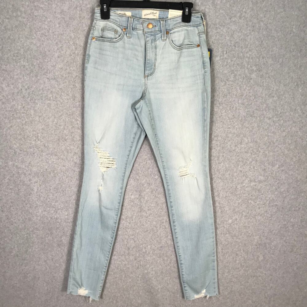 Universal Thread Jeans Women 4 Skinny Holes Distressed Cut Raw Grunge Slimming